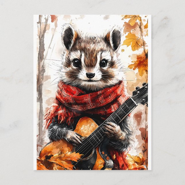Chipmunk Guitar Melody Postcard (Front)