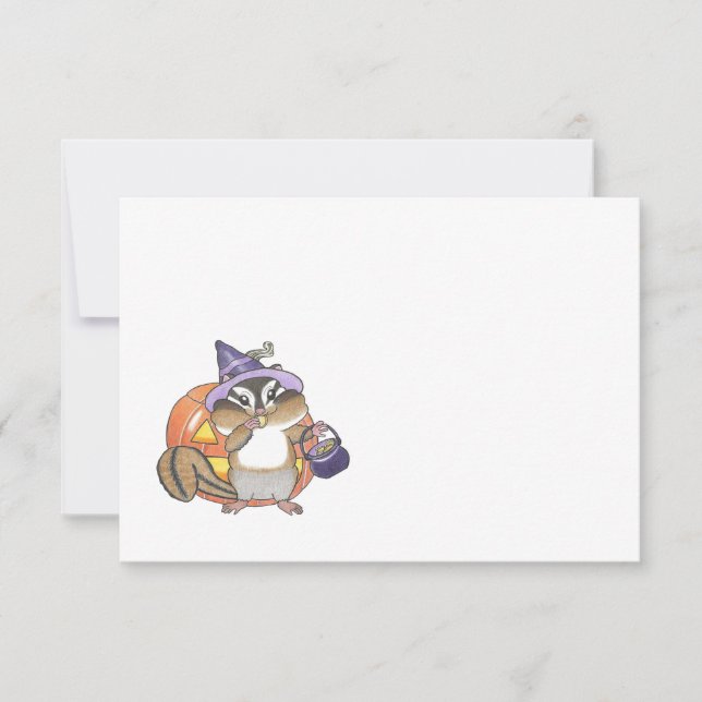 Chipmunk Halloween Any Occasion Flat Note Card (Front)