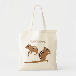 Chipmunk Illustrations Personalized Tote Bag