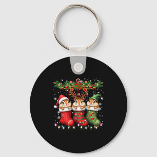Chipmunk In Christmas Socks Lights Chipmunk Xmas Keychain