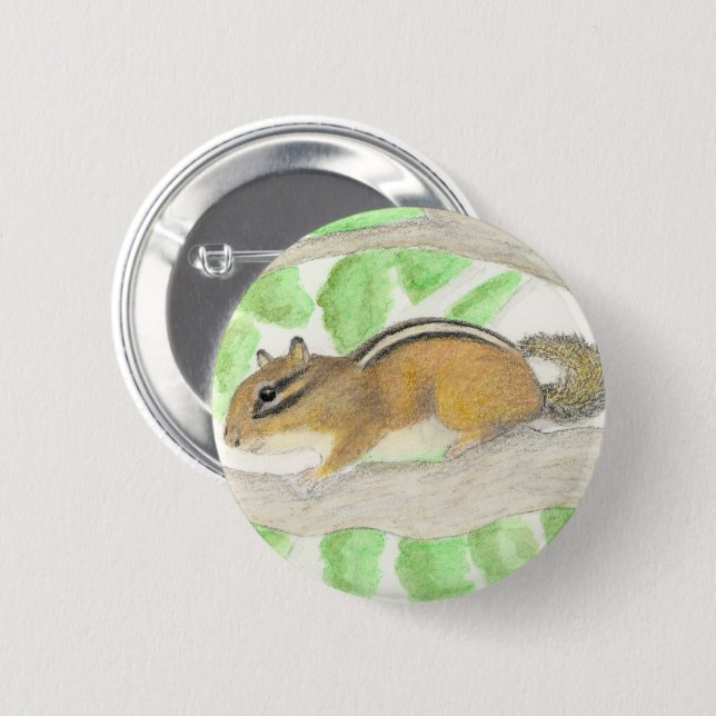 Chipmunk in the Apple Tree 2 Inch Round Button (Front & Back)