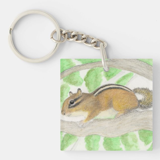 Chipmunk in the Apple Tree Keychain (Front)