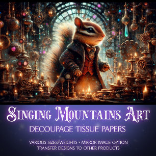 Chipmunk Inventor Magical Workshop Decoupage Tissue Paper