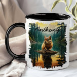 Chipmunk on Log Lake Reflection Mug<br><div class="desc">Brighten your day with the Chipmunk on Log Lake Reflection Mug. This delightful mug features an adorable chipmunk perched on a log by a serene lake, with the stunning reflection of the forest and sky in the calm water. Customized with your name, it adds a unique and personal touch. Ideal...</div>