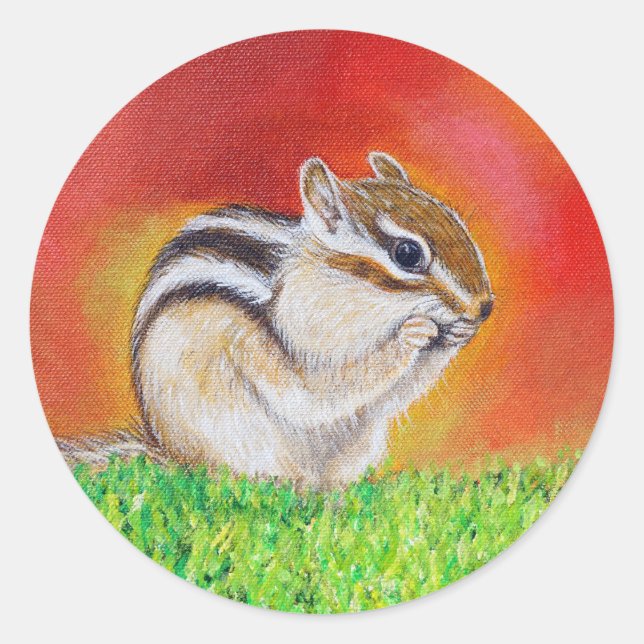 Chipmunk Painting Classic Round Sticker (Front)