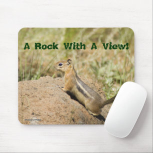 Chipmunk Peering Over A Rock Mouse Pad