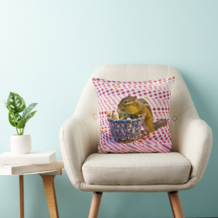 Chipmunk Picnic Throw Pillow