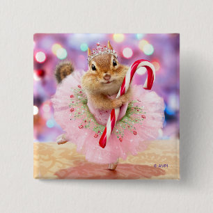 Chipmunk Plum Fairy 2 Inch Square Button