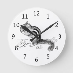 Chipmunk Round Clock