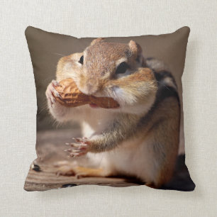 Chipmunk Stuffing His Face Throw Pillow