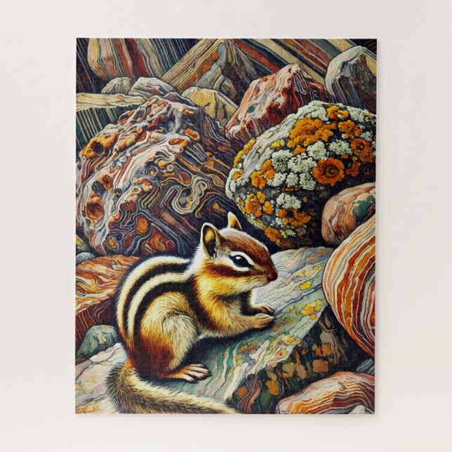 Chipmunk sur les Rocks 500 Piece Puzzle (Vertical)