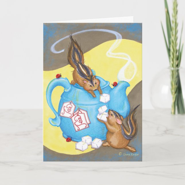 Chipmunk Tea Party / Carte de voeux d'anniversaire (Devant)