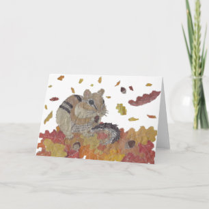 Chipmunk, Thanksgiving, Woodland Animal, Autumn Holiday Card