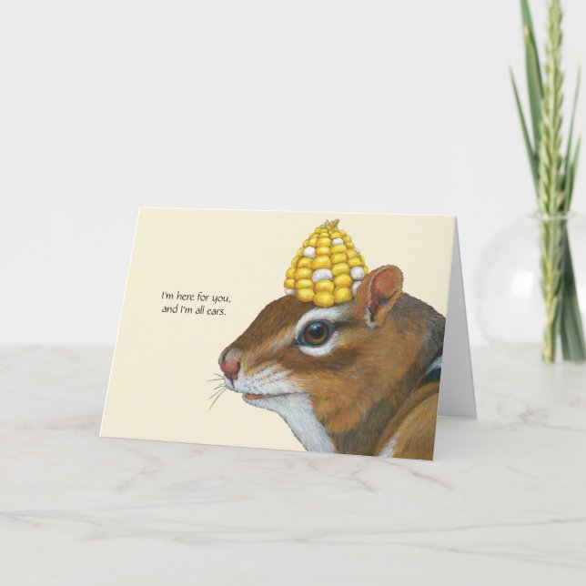 Chipmunk with corn encouragement card (Front)