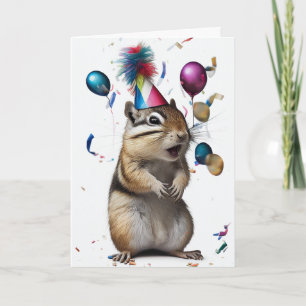 Chipmunk with Party Hat Greeting Card
