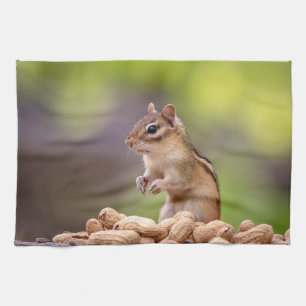 Chipmunk with peanuts kitchen towel