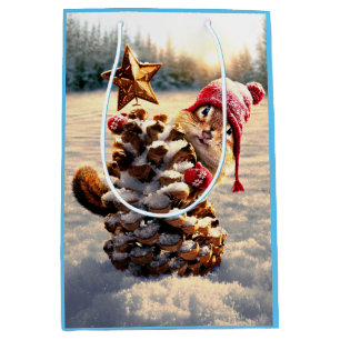Chipmunk With Pine Cone Tree Medium Gift Bag