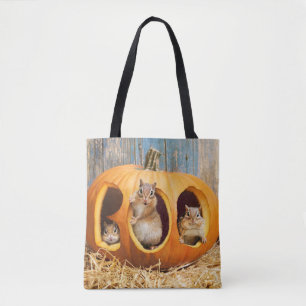 Chipmunks Inside Boo Jack-o-Lantern Tote Bag