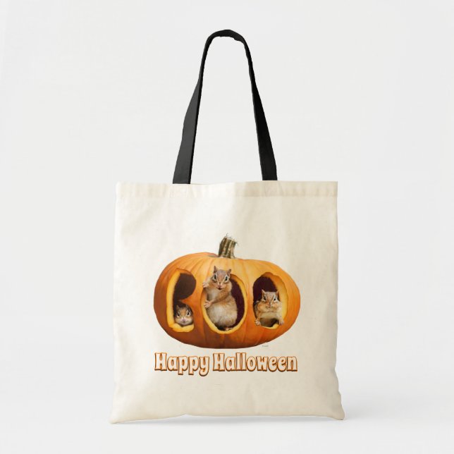 Chipmunks Inside Boo Jack-o-Lantern Tote Bag (Front)