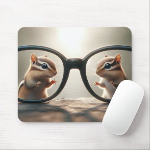 Chipmunks Peering Through Big Black Glasses  Mouse Pad