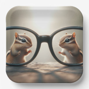 Chipmunks Peering Through Big Black Glasses  Paper Plate