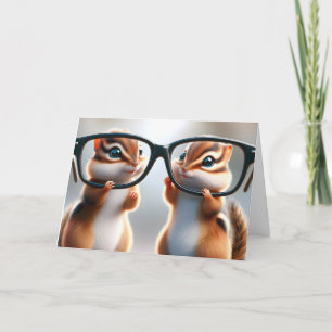 Chipmunks With Glasses Birthday Humour Card