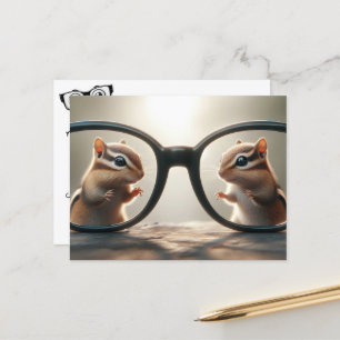 Chipmunks With Large Glasses Eye Doctor Postcard
