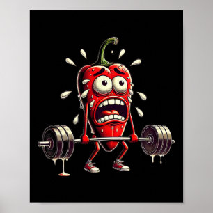 Chipotle Pepper Doing Deadlifts Fitness Bodybuildi Poster