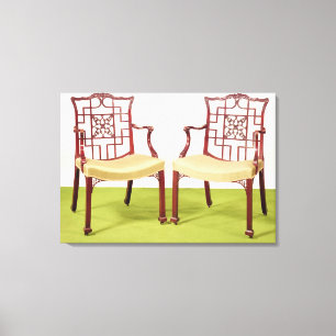 Chippendale mahogany dining chairs canvas print