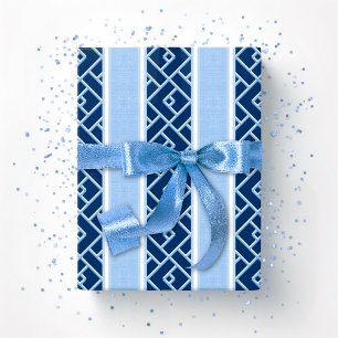 Chippendale Stripe in Blue Indigo Wrapping Paper
