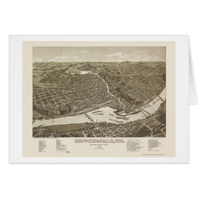 Chippewa Falls, WI Panoramic Map - 1886 (Front Horizontal)