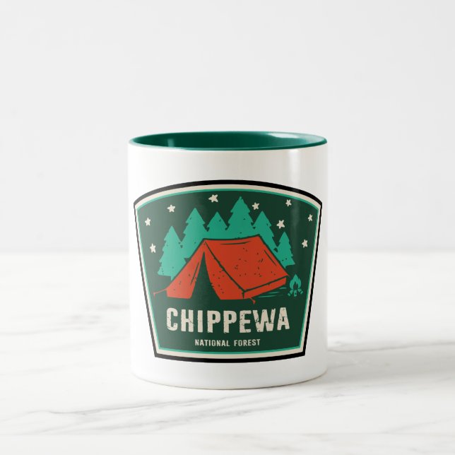 Chippewa National Forest Camping Two-Tone Coffee Mug (Center)