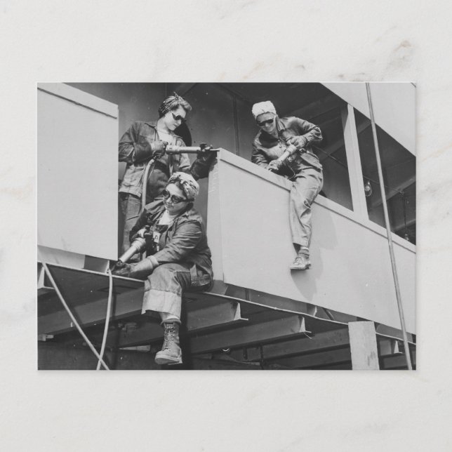 Chipping Slag Off a Ship Postcard (Front)
