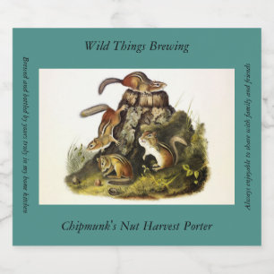 Chipping Squirrel ( Eastern Chipmunk ) by Audubon Beer Bottle Label