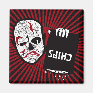 Chips are Down - Red and Black Carn Skull Magnet