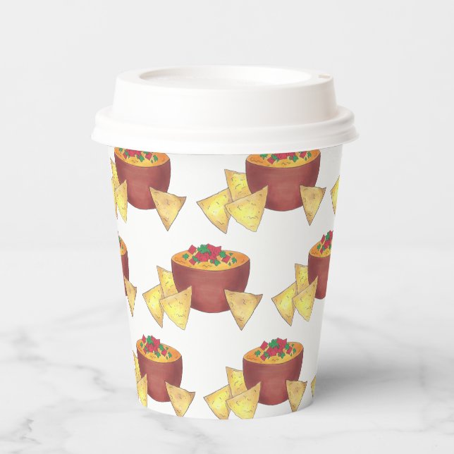 Chips Chili Con Queso Blanco Nachos Cheese Dip Paper Cups (Front)