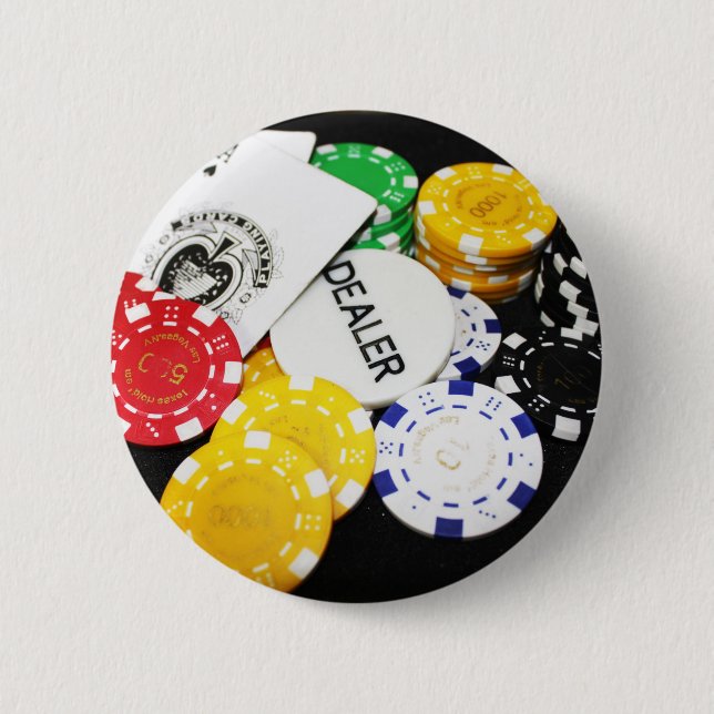 Chips Gambling Casino Win Game Luck Risk Bet 2 Inch Round Button (Front)