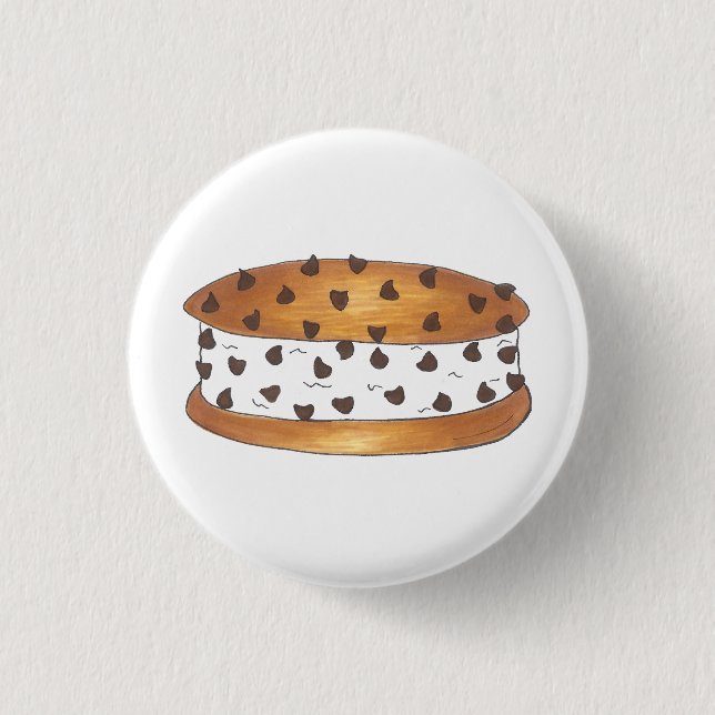Chipwich Chocolate Chip Cookie Ice Cream Sandwich 1 Inch Round Button (Front)