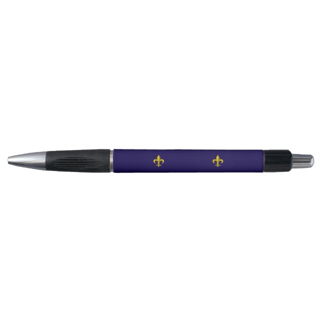 Chique Golden Lilie Française Sur Stylo Bleu (Devant)