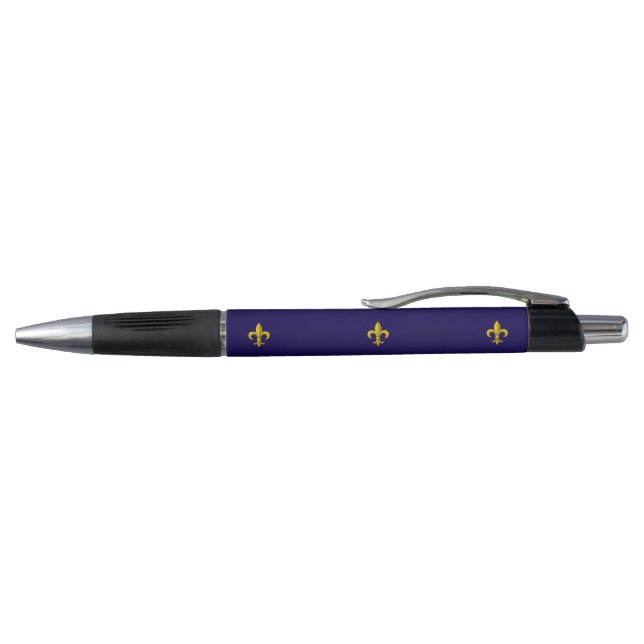 Chique Golden Lilie Française Sur Stylo Bleu (Haut)