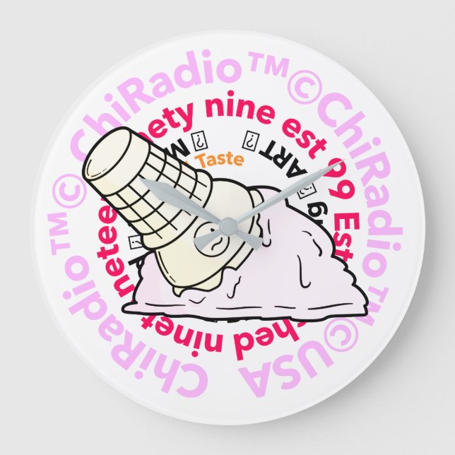 CHIRadio LLC iceCream hat Large Clock (Front)