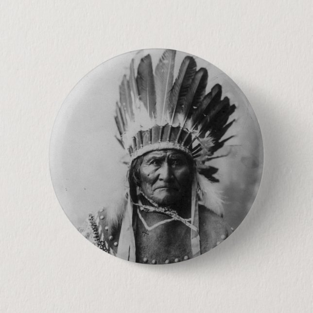 Chiricahua Apache Geronimo Goyathlay Goyahkla 2 Inch Round Button (Front)