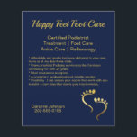 Chiropodist Podiatrist Promotional Blue Business Flyer<br><div class="desc">A striking business flyer featuring stylized feet. This modern foot themed business flyer would work well for a foot care practitioner such as a chiropodist or podiatrist,  or for a mobile pedicure business. Easy to personalize with your own company information. Can be used for pricing information or opening hours.</div>