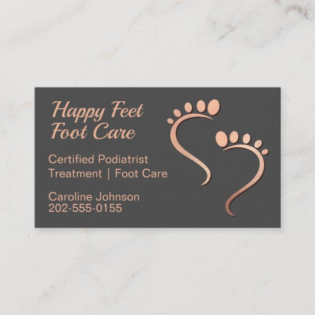 Chiropodist Reflexologist Pedicure Footprint Rose Business Card (Front)