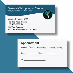 Chiropracteur moderne Emblème spinal Cartes de vis