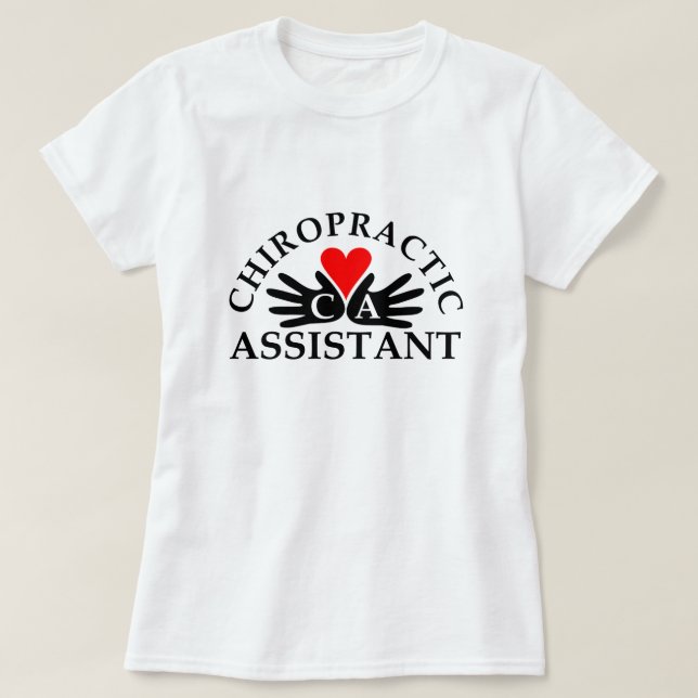 Chiropractic Assistant Heart In Hands Logo T-Shirt (Design Front)