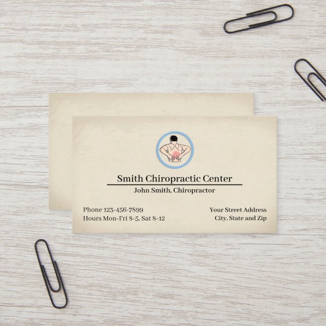 Chiropractic Chiropractor Clinic Business Card (Front/Back In Situ)