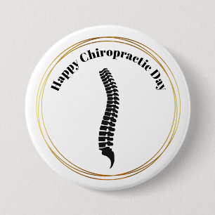 Chiropractic Day Spine Silhouette Button