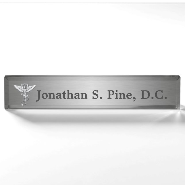 Chiropractic Emblem Desk Nameplate (Front)