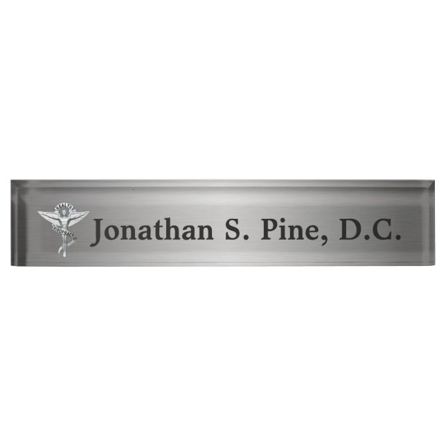 Chiropractic Emblem Personalized Desk Nameplate (Front)